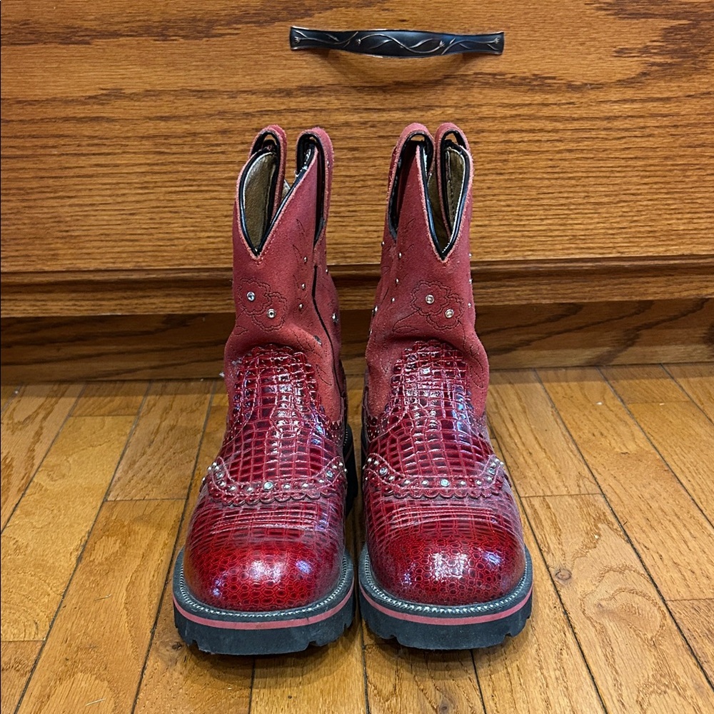 Ariat Red Crocodile Pattern Women's Boots